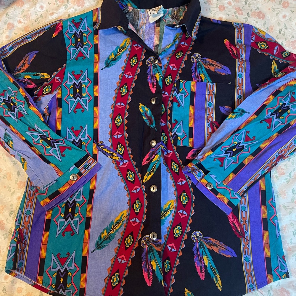 Western Trading Co. Multicolor Patterned Shirt 90… - image 1